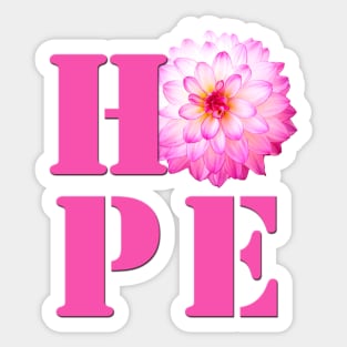 HOPE - Pink Dahlia Flower Photo Sticker